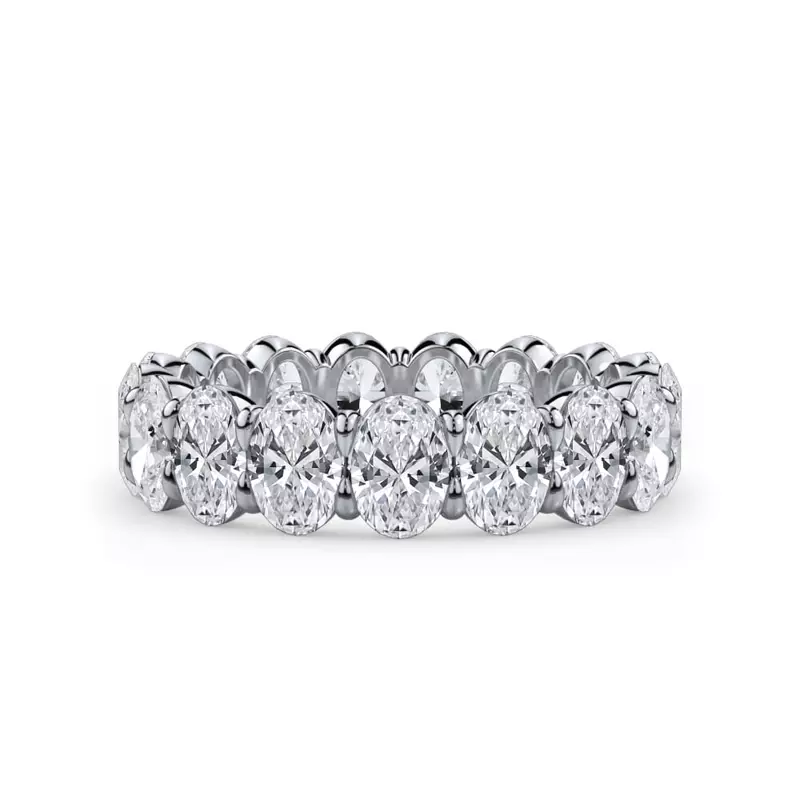14K White Gold Oval Cut Lab Diamond Eternity Ring (4.0 ct. tw.)