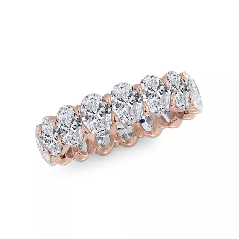 18K Rose Gold Oval Cut Lab Diamond Eternity Ring (4.0 ct. tw.)