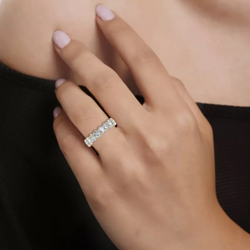 18K Yellow Gold Oval Cut Lab Diamond Eternity Ring (4.0 ct. tw.)