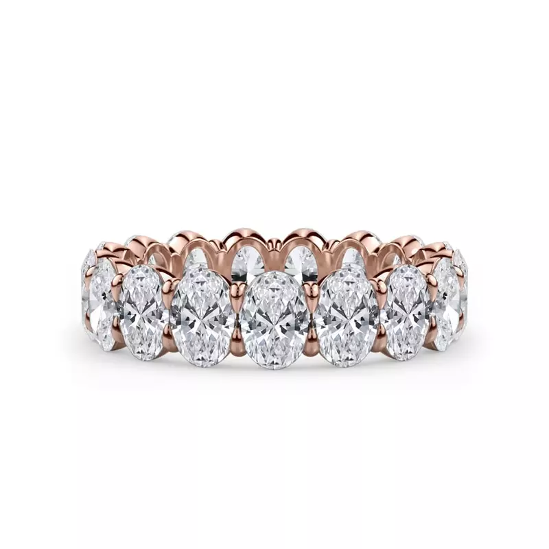 14K Rose Gold Oval Cut Diamond Eternity Ring (4.0 ct. tw.)