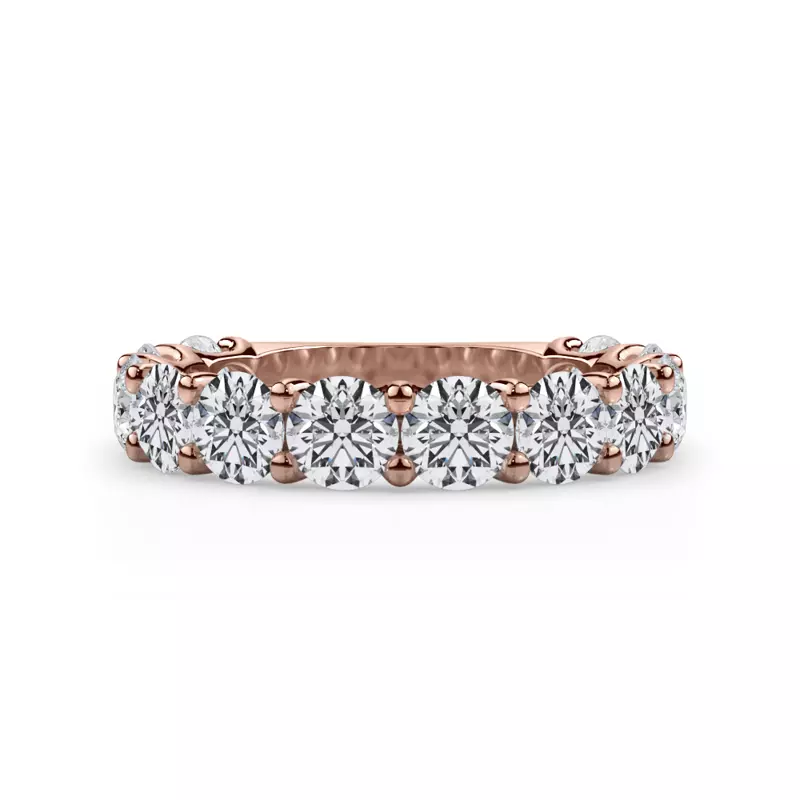 18K Rose Gold Curved Gallery Twelve-Stone Round Lab Diamond Band (3.00ct. tw.)