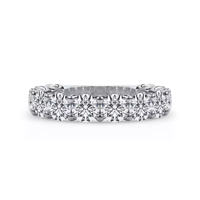 14K White Gold Curved Gallery Twelve-Stone Round Diamond Band (3.00ct. tw.)
