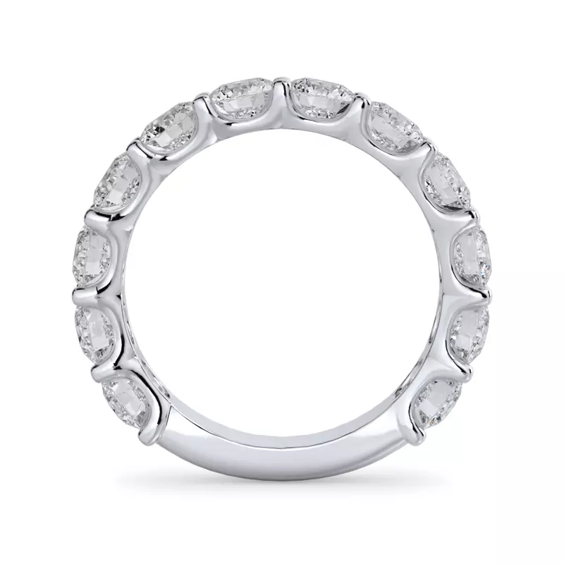 14K White Gold Curved Gallery Twelve-Stone Round Diamond Band (3.00ct. tw.)