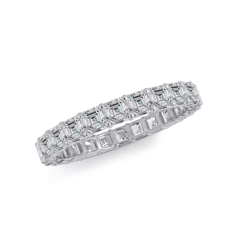 14K White Gold Asscher Cut Lab Diamond Eternity Ring (2.0 ct. tw.)