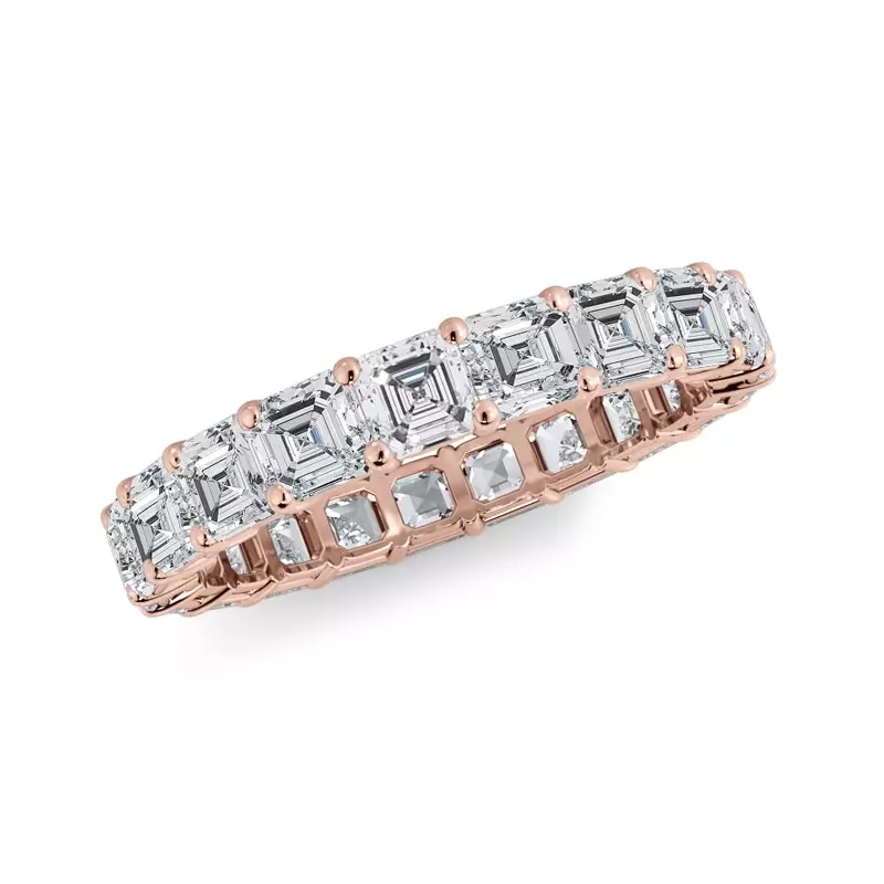 14K Rose Gold Asscher Cut Diamond Eternity Ring (3.0 ct. tw.)