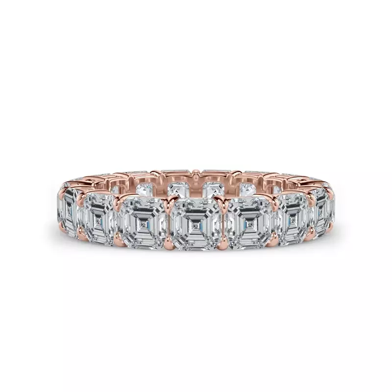 18K Rose Gold Asscher Cut Diamond Eternity Ring (5.0 ct. tw.)