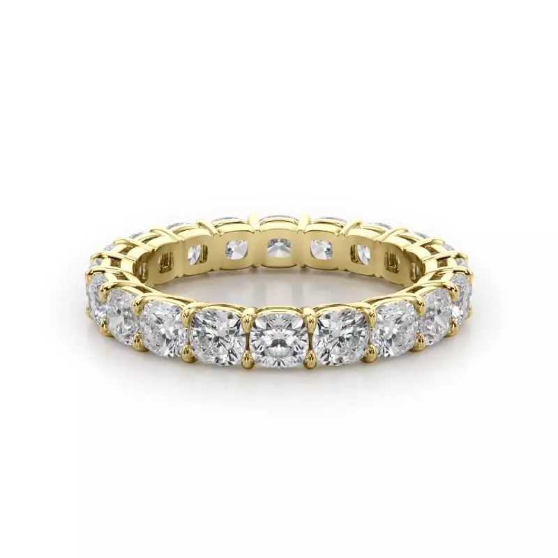 14K Yellow Gold Cushion Cut Lab Diamond Eternity Ring (3.0 ct. tw.)