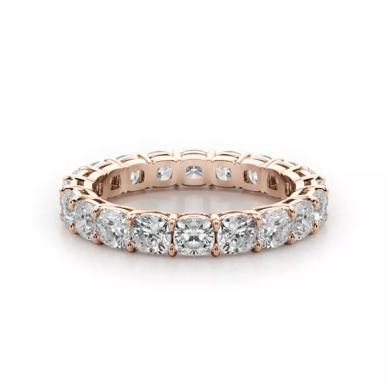 18K Rose Gold Cushion Cut Lab Diamond Eternity Ring (3.0 ct. tw.)