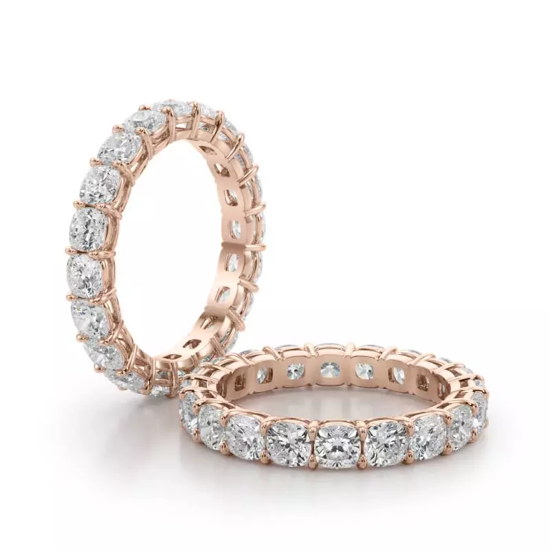 18K Rose Gold Cushion Cut Lab Diamond Eternity Ring (3.0 ct. tw.)