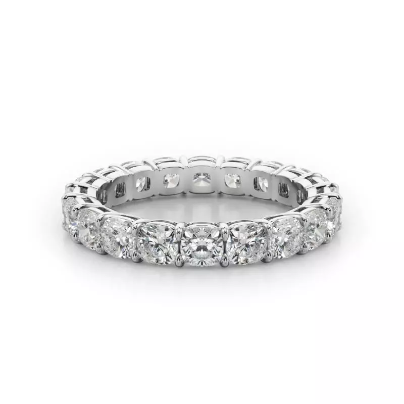 Platinum Cushion Cut Lab Diamond Eternity Ring (3.0 ct. tw.)