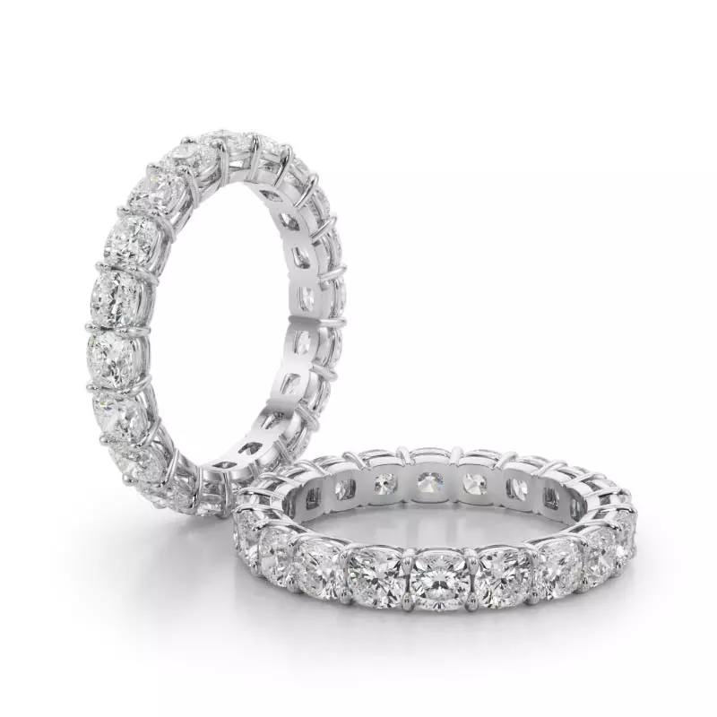 Platinum Cushion Cut Lab Diamond Eternity Ring (3.0 ct. tw.)