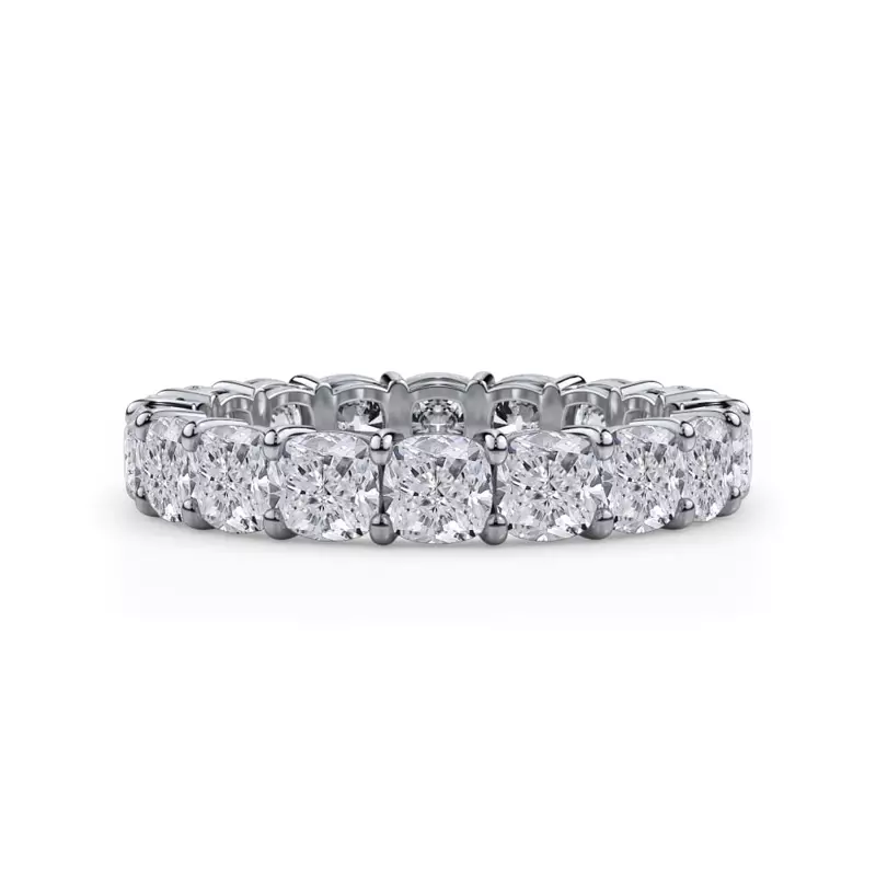 14K White Gold Cushion Cut Lab Diamond Eternity Ring (4.0 ct. tw.)