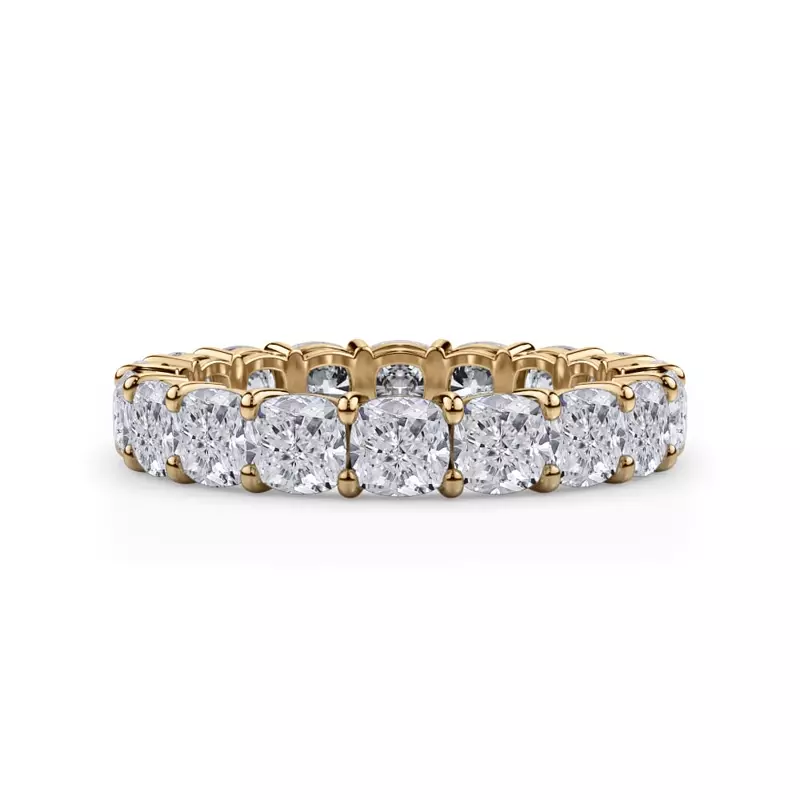 14K Yellow Gold Cushion Cut Lab Diamond Eternity Ring (4.0 ct. tw.)