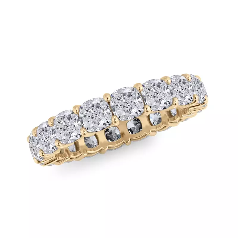 14K Yellow Gold Cushion Cut Lab Diamond Eternity Ring (4.0 ct. tw.)