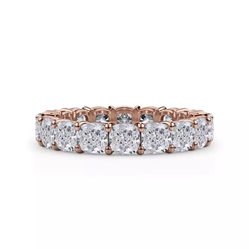 18K Rose Gold Cushion Cut Lab Diamond Eternity Ring (4.0 ct. tw.)