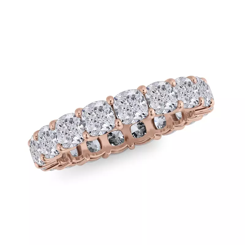 18K Rose Gold Cushion Cut Lab Diamond Eternity Ring (4.0 ct. tw.)