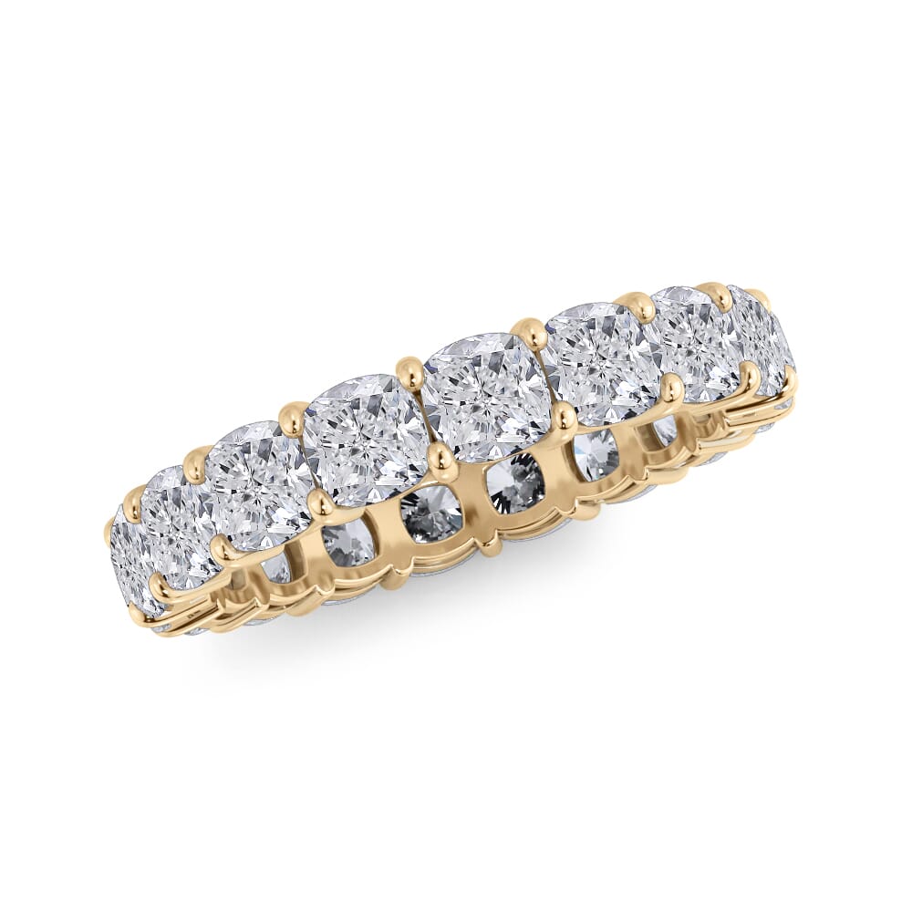 18K Yellow Gold Cushion Cut Lab Diamond Eternity Ring (4.0 ct. tw.)