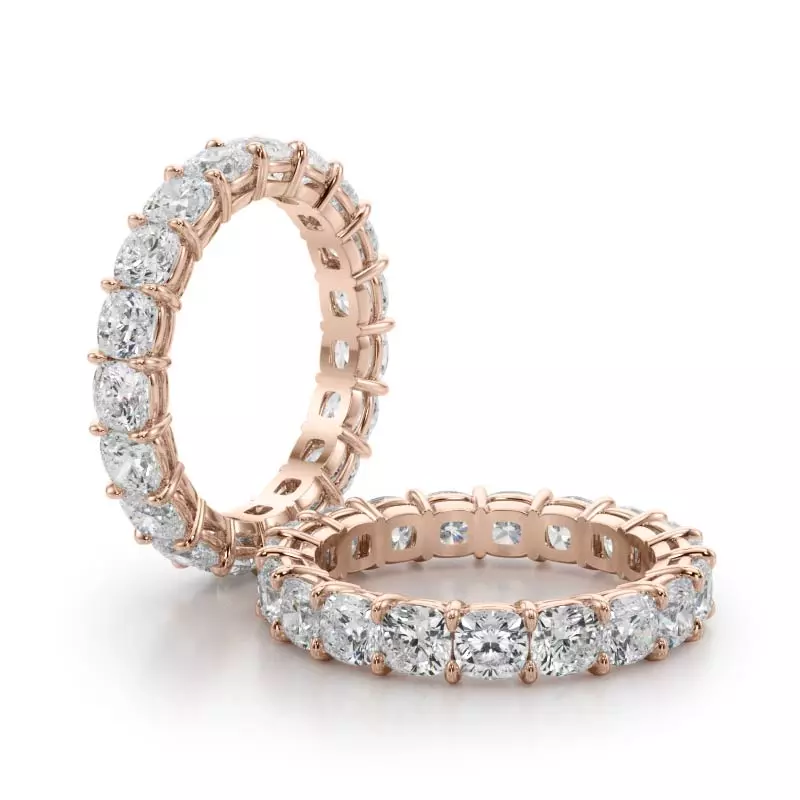 18K Rose Gold Cushion Cut Diamond Eternity Ring (4.0 ct. tw.)
