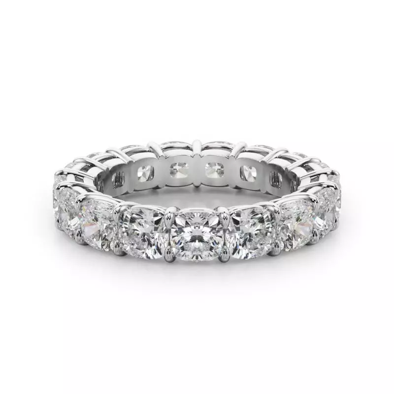 14K White Gold Cushion Cut Lab Diamond Eternity Ring (5.0 ct. tw.)