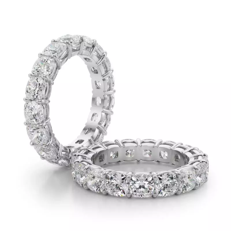 14K White Gold Cushion Cut Lab Diamond Eternity Ring (5.0 ct. tw.)