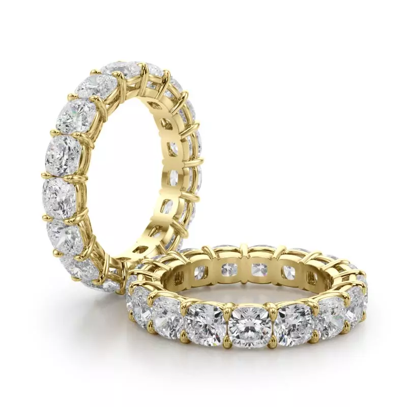 14K Yellow Gold Cushion Cut Lab Diamond Eternity Ring (5.0 ct. tw.)