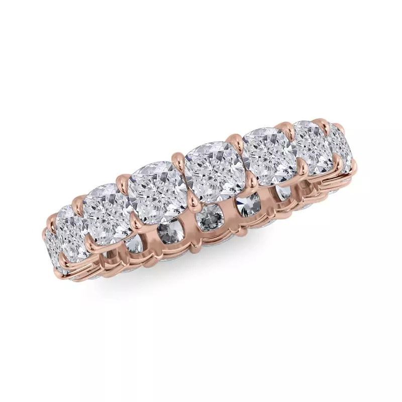 18K Rose Gold Cushion Cut Diamond Eternity Ring (5.0 ct. tw.)