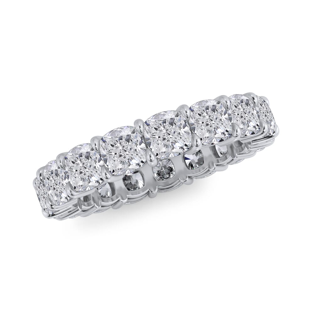 18K White Gold Cushion Cut Diamond Eternity Ring (5.0 ct. tw.)