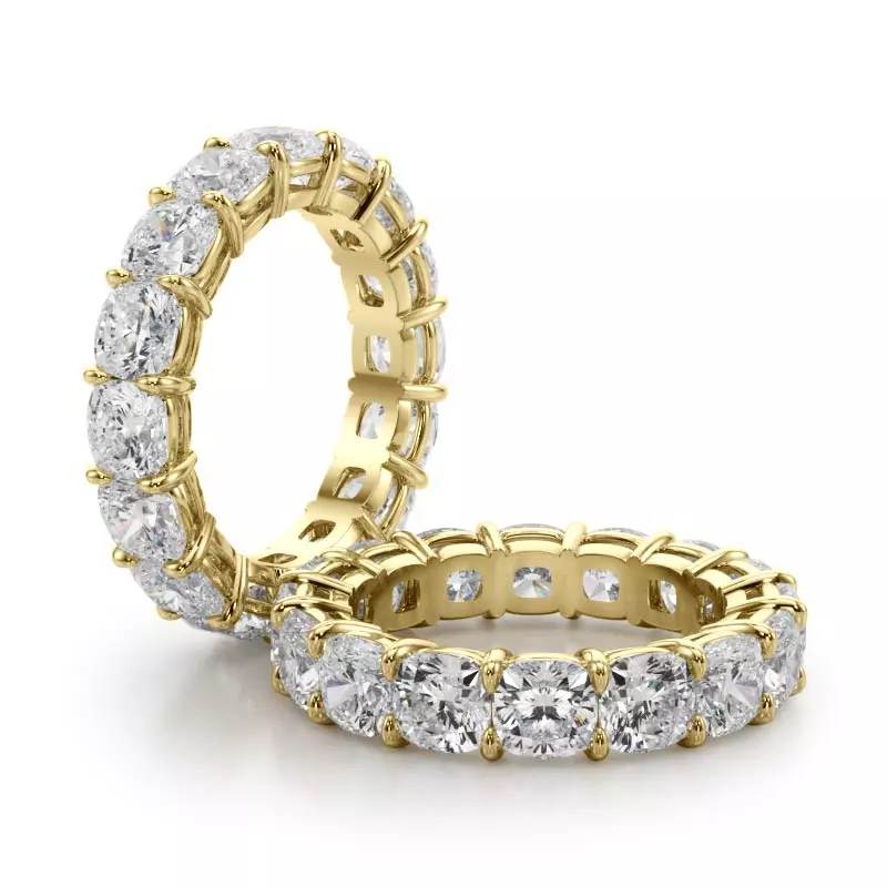 18K Yellow Gold Cushion Cut Lab Diamond Eternity Ring (7.0 ct. tw.)