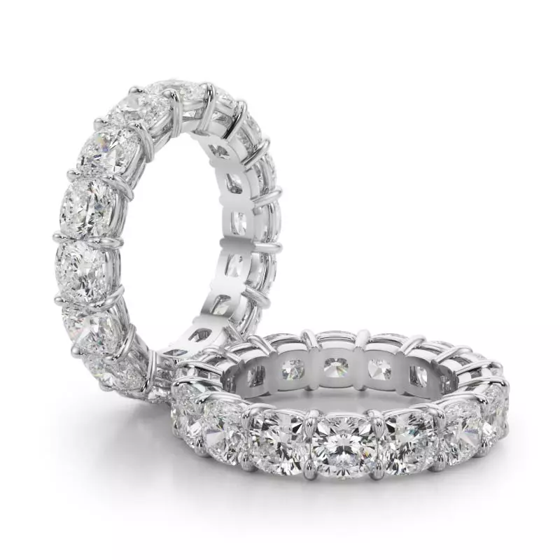 Platinum Cushion Cut Lab Diamond Eternity Ring (7.0 ct. tw.)