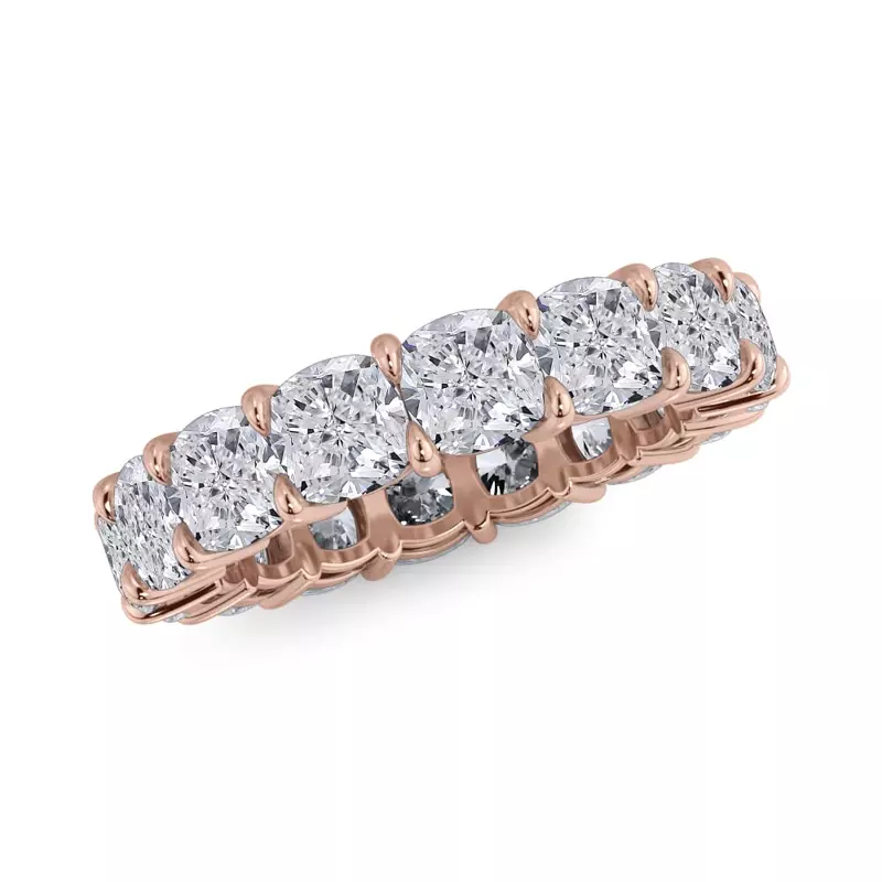 18K Rose Gold Cushion Cut Diamond Eternity Ring (7.0 ct. tw.)