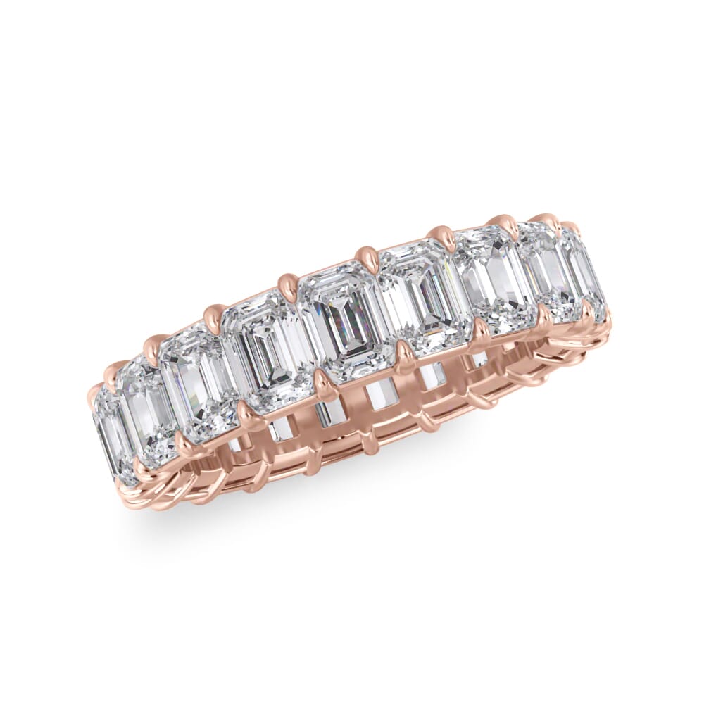 18K Rose Gold Emerald Cut Lab Diamond Eternity Ring (5.0 ct. tw.)