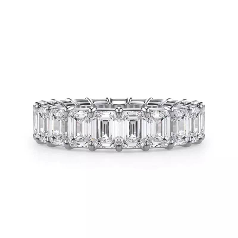 Platinum Emerald Cut Lab Diamond Eternity Ring (5.0 ct. tw.)