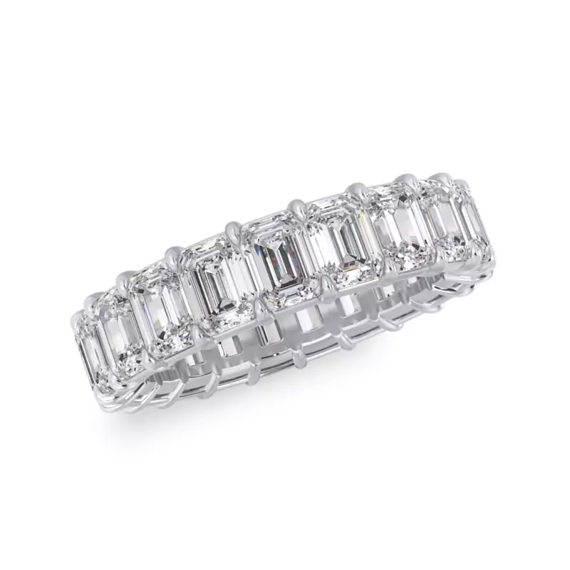 Platinum Emerald Cut Lab Diamond Eternity Ring (5.0 ct. tw.)