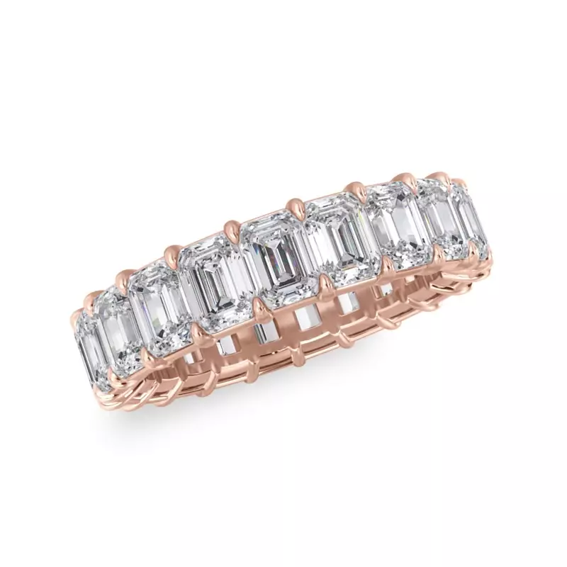 14K Rose Gold Emerald Cut Diamond Eternity Ring (5.0 ct. tw.)