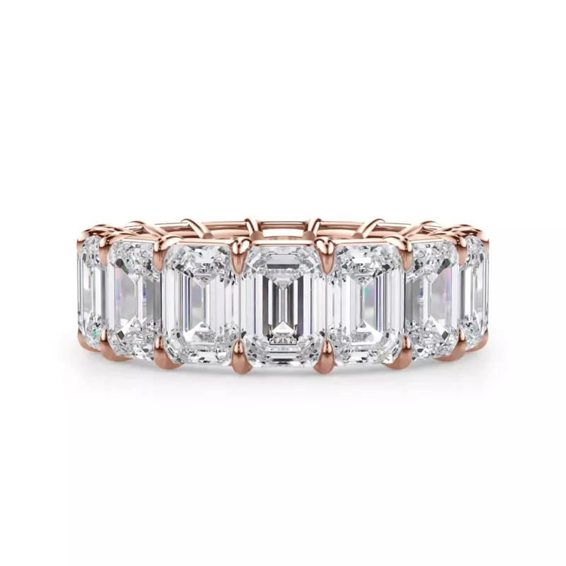 18K Rose Gold Emerald Cut Diamond Eternity Ring (11.0 ct. tw.)