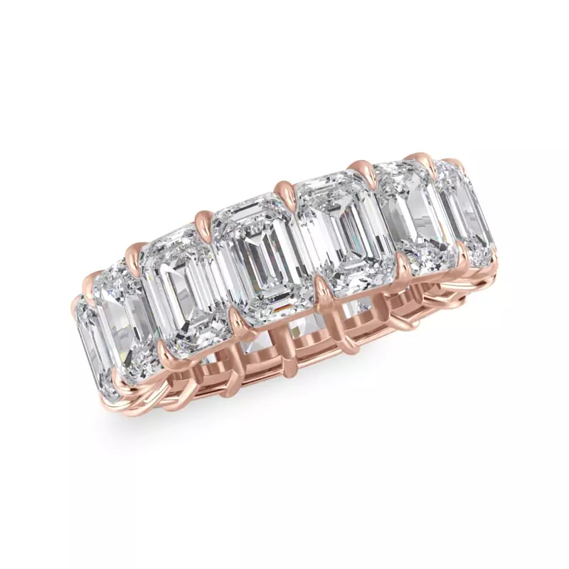 18K Rose Gold Emerald Cut Diamond Eternity Ring (11.0 ct. tw.)