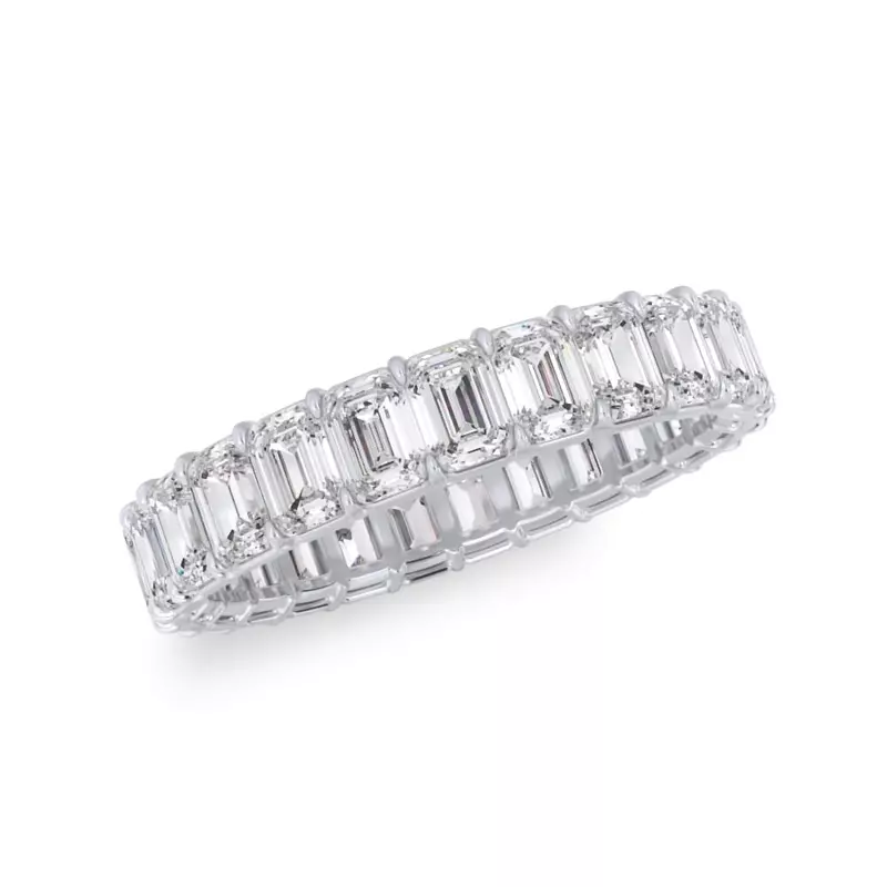 18K White Gold Emerald Cut Lab Diamond Eternity Ring (3.0 ct. tw.)