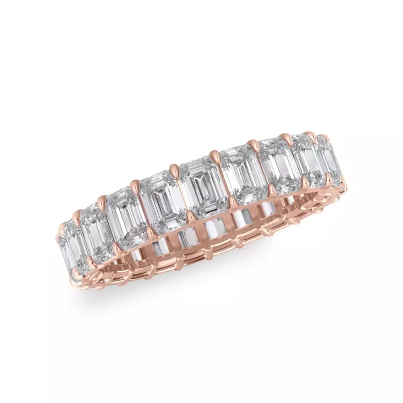 18K Rose Gold Emerald Cut Lab Diamond Eternity Ring (4.0 ct. tw.)