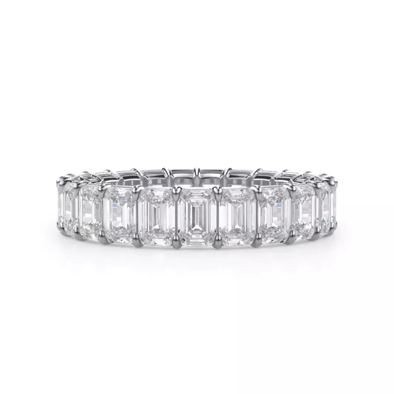 Platinum Emerald Cut Lab Diamond Eternity Ring (4.0 ct. tw.)