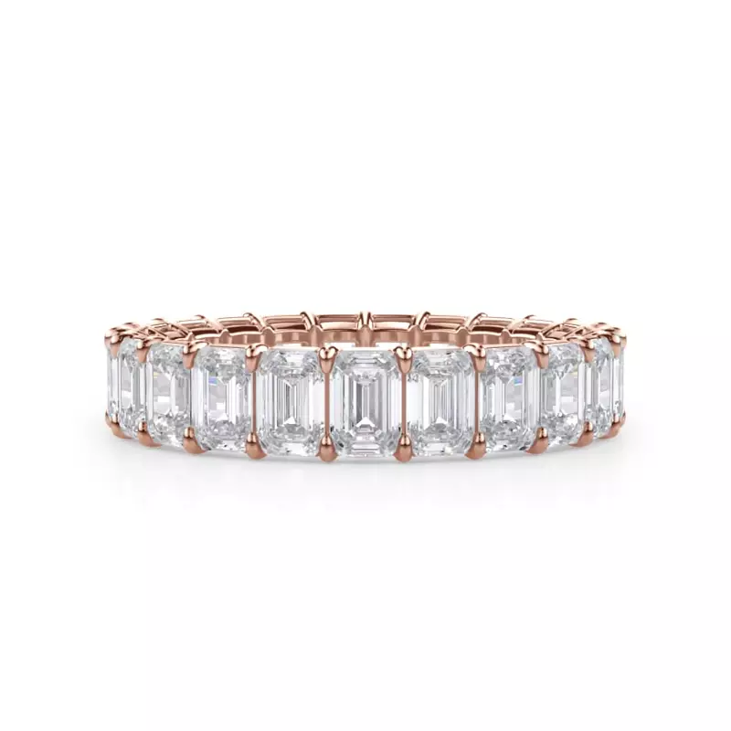 14K Rose Gold Emerald Cut Diamond Eternity Ring (4.0 ct. tw.)