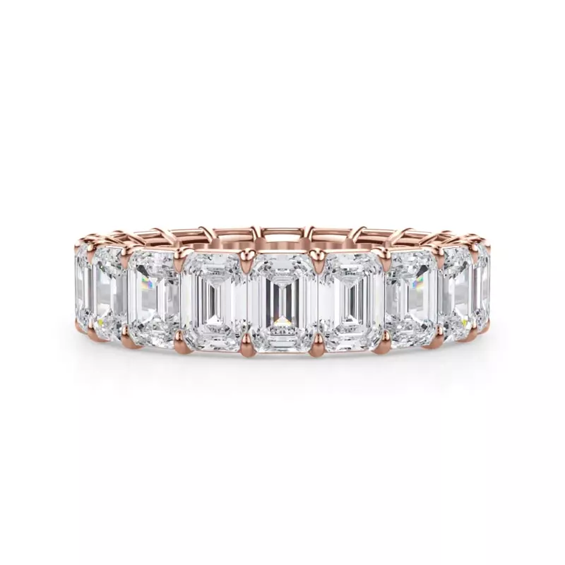 14K Rose Gold Emerald Cut Lab Diamond Eternity Ring (6.0 ct. tw.)