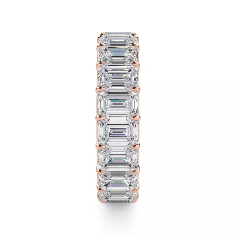 14K Rose Gold Emerald Cut Lab Diamond Eternity Ring (6.0 ct. tw.)
