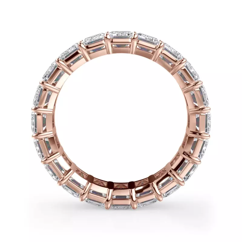 14K Rose Gold Emerald Cut Lab Diamond Eternity Ring (6.0 ct. tw.)