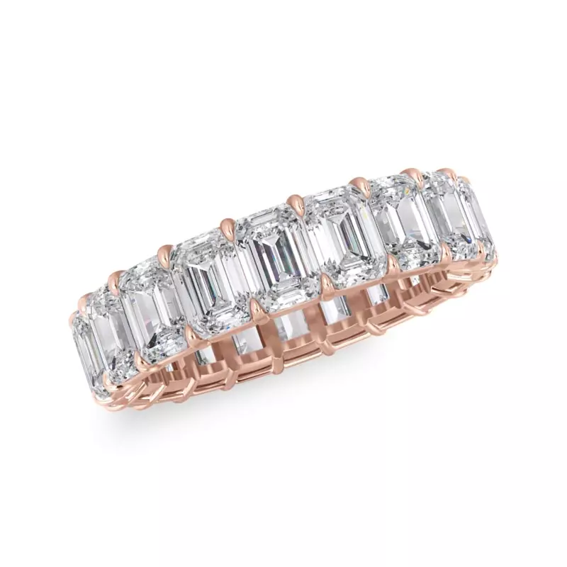 18K Rose Gold Emerald Cut Lab Diamond Eternity Ring (6.0 ct. tw.)