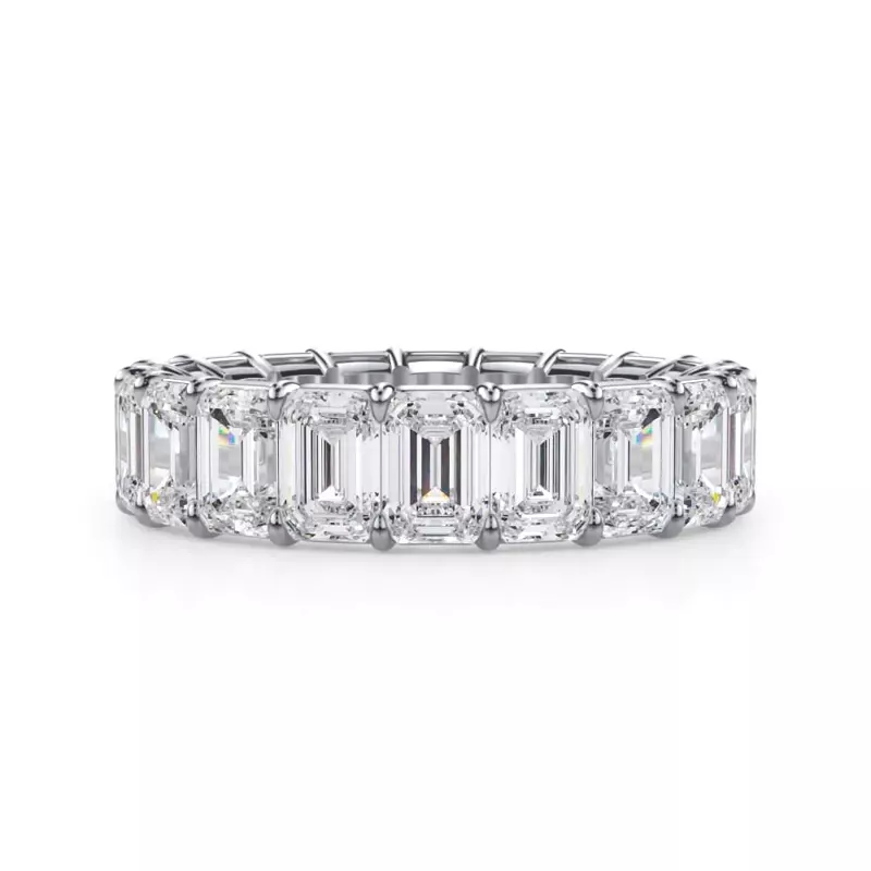Platinum Emerald Cut Lab Diamond Eternity Ring (6.0 ct. tw.)