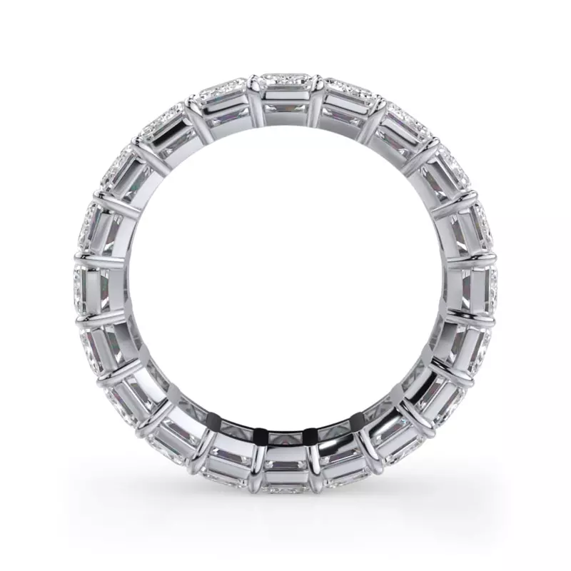 18K White Gold Emerald Cut Diamond Eternity Ring (6.0 ct. tw.)