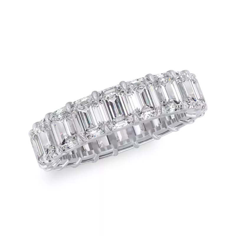 18K White Gold Emerald Cut Diamond Eternity Ring (6.0 ct. tw.)