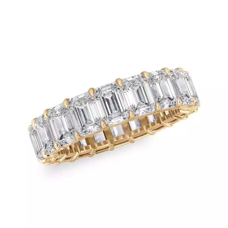 18K Yellow Gold Emerald Cut Diamond Eternity Ring (6.0 ct. tw.)