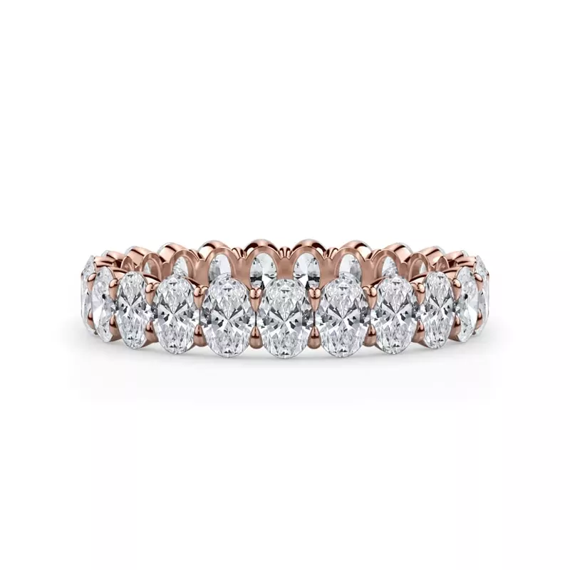 14K Rose Gold Oval Cut Lab Diamond Eternity Ring (2.0 ct. tw.)