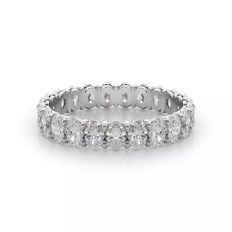 14K White Gold Oval Cut Lab Diamond Eternity Ring (2.0 ct. tw.)